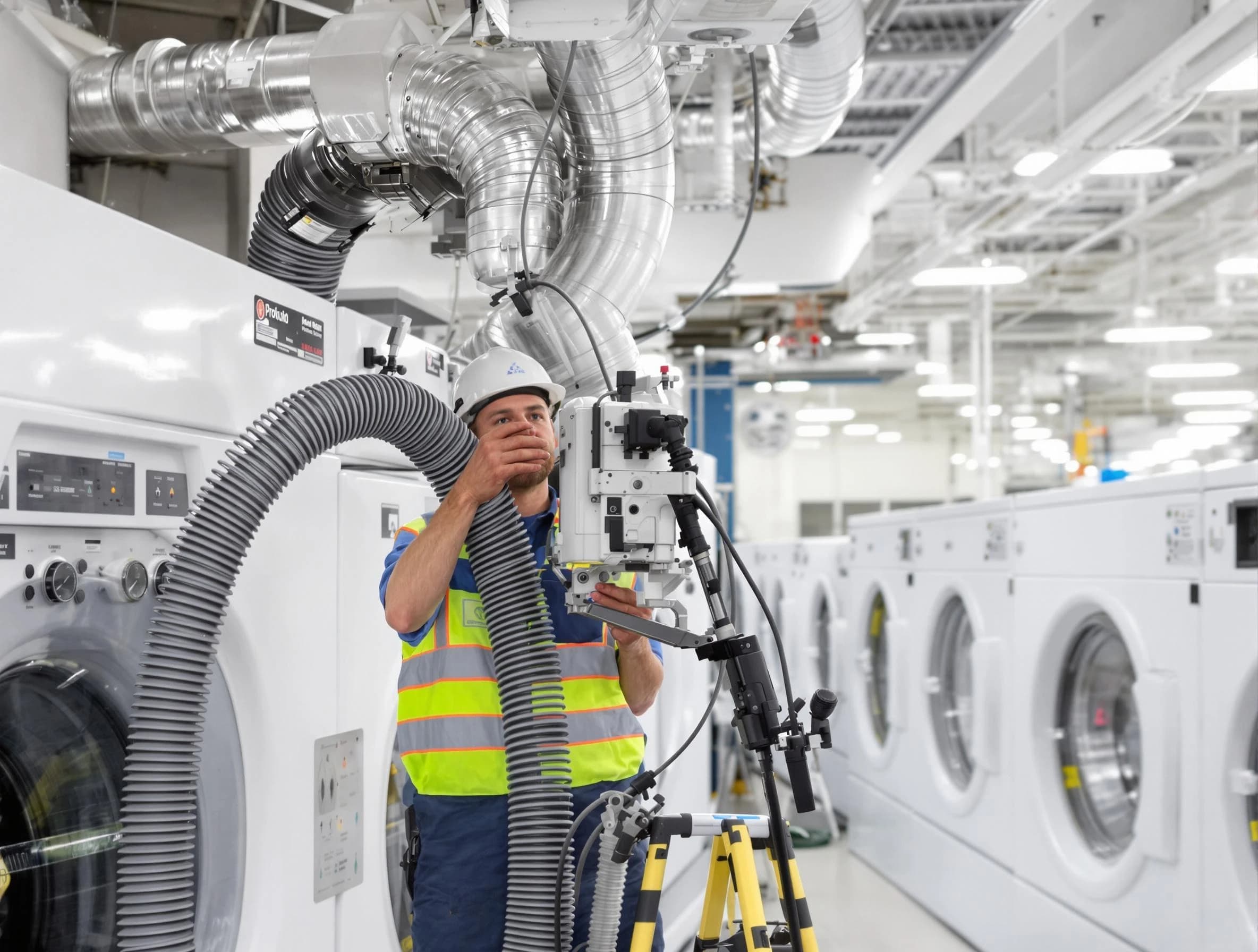 Federal Heights Dryer Vent Cleaning team performing commercial-grade dryer vent cleaning at a business facility in Federal Heights