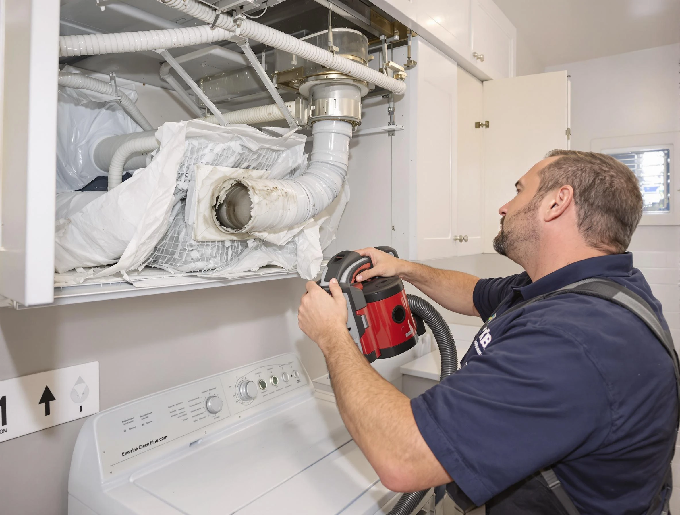 Federal Heights Dryer Vent Cleaning technician performing professional exhaust vent cleaning at a residential property in Federal Heights