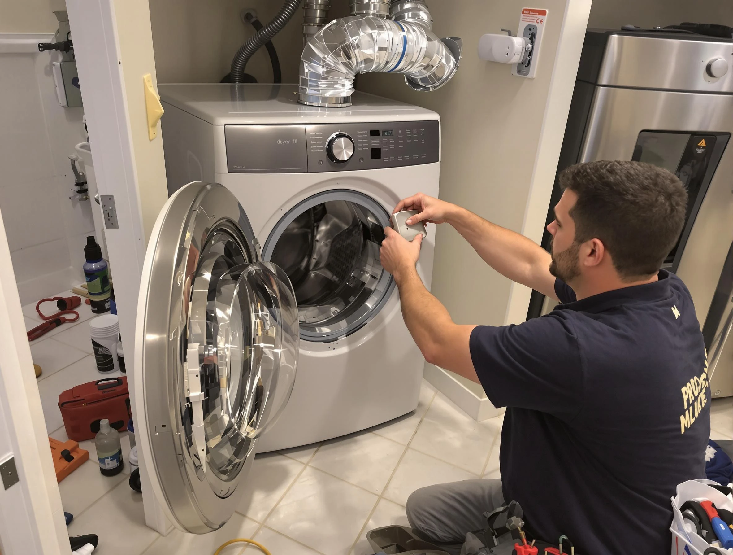 Federal Heights Dryer Vent Cleaning technician performing precise dryer vent hose installation in Federal Heights
